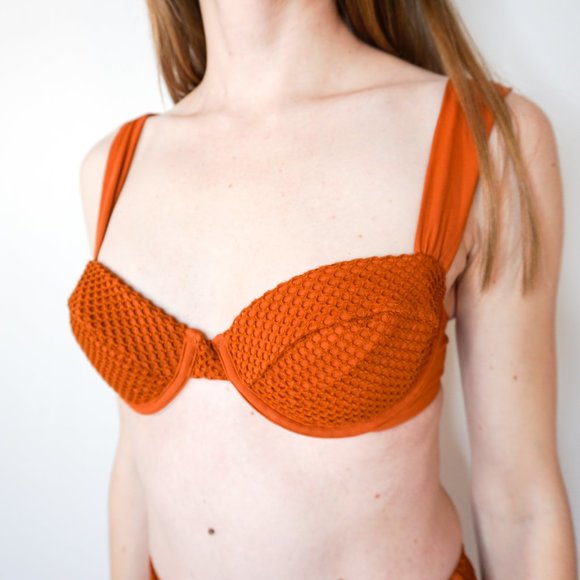 WEWOREWHAT Claudia Bran Fishnet Swim Top S NWT - Picture 2 of 6